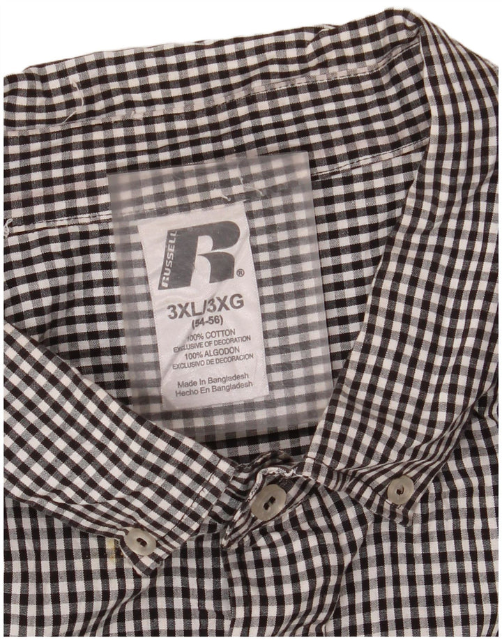 RUSSELL ATHLETIC Cămașă pentru bărbați Arkansas Razorbacks 3XL, bumbac negru Gingham