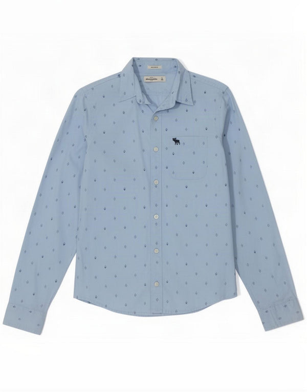 Abercrombie & Fitch Băieți Cămașă Muscle 15-16 Ani XL Albastru Bumbac Geometric