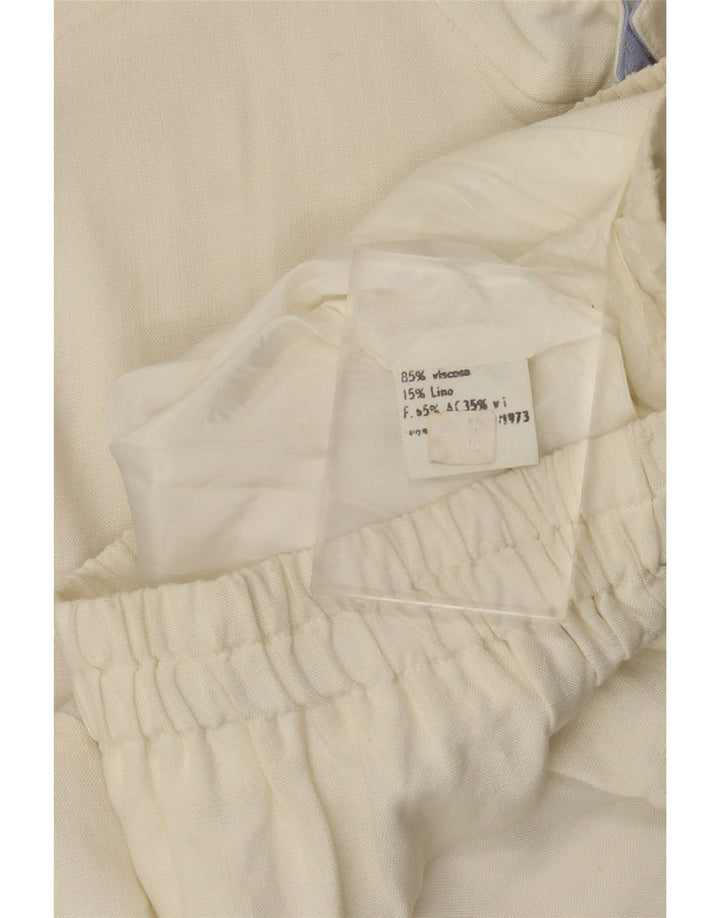 Bomber VINTAGE pentru femei UK 12 Medium Off White Colorblock Viscose