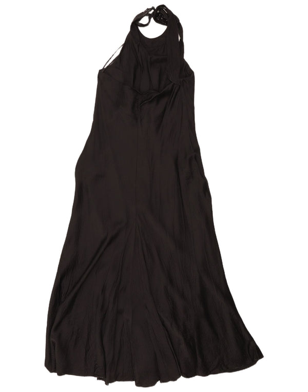Rochie Maxi Halter pentru femei Monsoon UK 16 Lung Black Silk