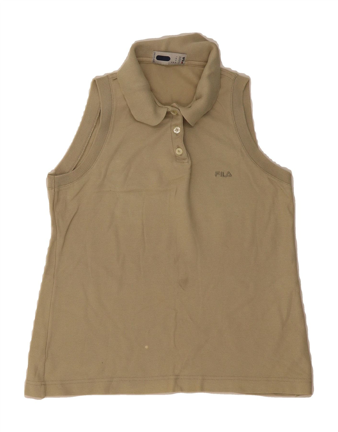 FILA Womens Sleeveless Polo Shirt IT 44 Medium Beige Vintage Fila and Second-Hand Fila from Messina Hembry 