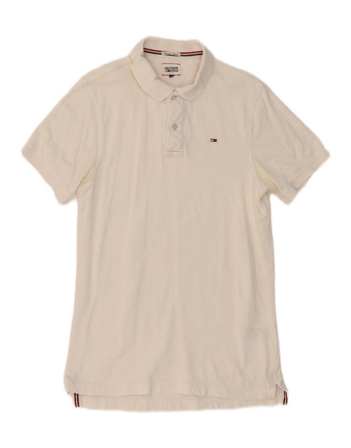 TOMMY HILFIGER Mens Polo Shirt Medium Off White Cotton Vintage Tommy Hilfiger and Second-Hand Tommy Hilfiger from Messina Hembry 