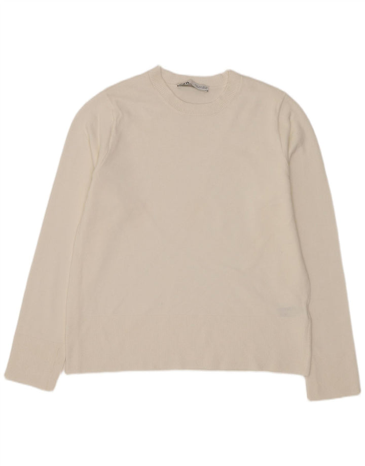 Pulover pentru femei Zara, cu gâtul turn, UK 10, mic, alb, viscoză