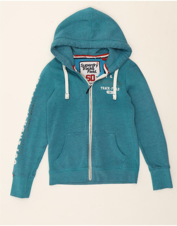 Pulover Superdry pentru femei, cu fermoar, din bumbac turcoaz, UK 10