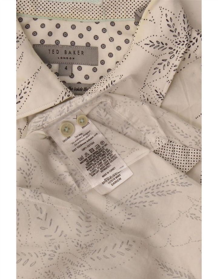 Cămașă cu mânecă scurtă pentru bărbați TED BAKER Mărimea 4, mare, alb, din bumbac floral