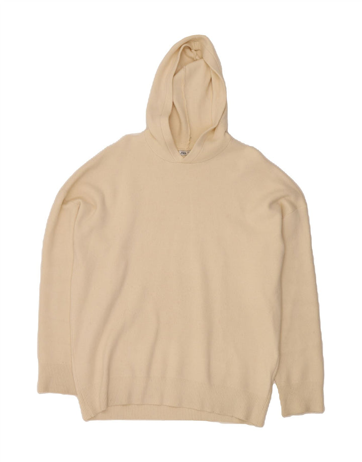 ZARA Mens Hooded Jumper Sweater Large Beige Viscose Vintage Zara and Second-Hand Zara from Messina Hembry 