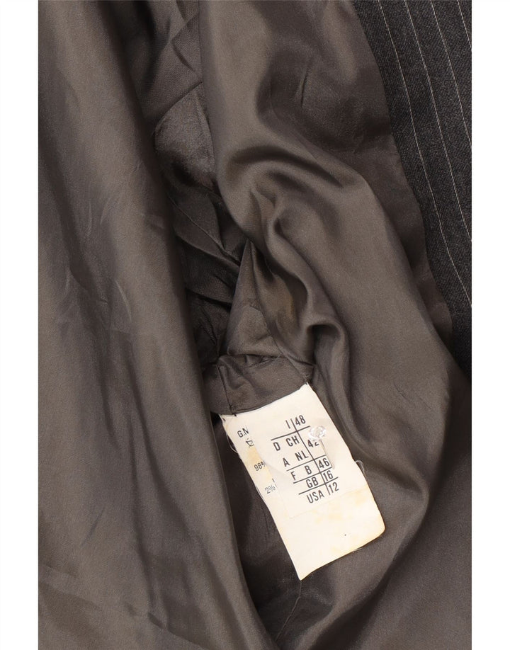 Sacou Ferre pentru femei 001 cu 1 nasture, UK 16, mare, gri cu dungi, acetat