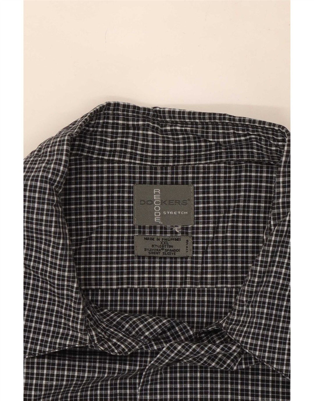 Cămașă pentru bărbați Dockers cu mânecă scurtă 2XL, bumbac negru cu carouri