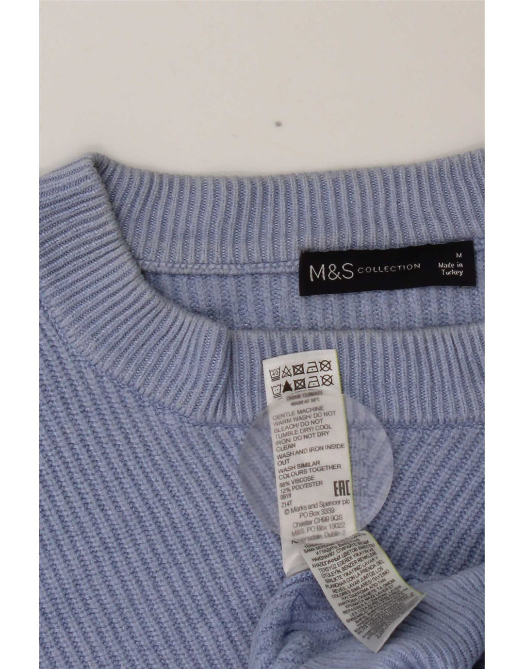 MARKS & SPENCER Pulover Crop Crew Deck pentru femei UK 14 Medium Blue