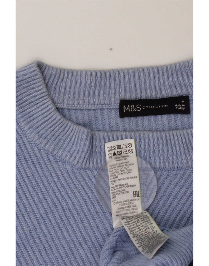 MARKS & SPENCER Pulover Crop Crew Deck pentru femei UK 14 Medium Blue