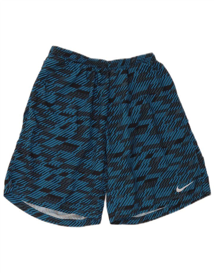 Pantaloni scurți sport Nike Dri Fit pentru bărbați, poliester geometric, albastru mediu