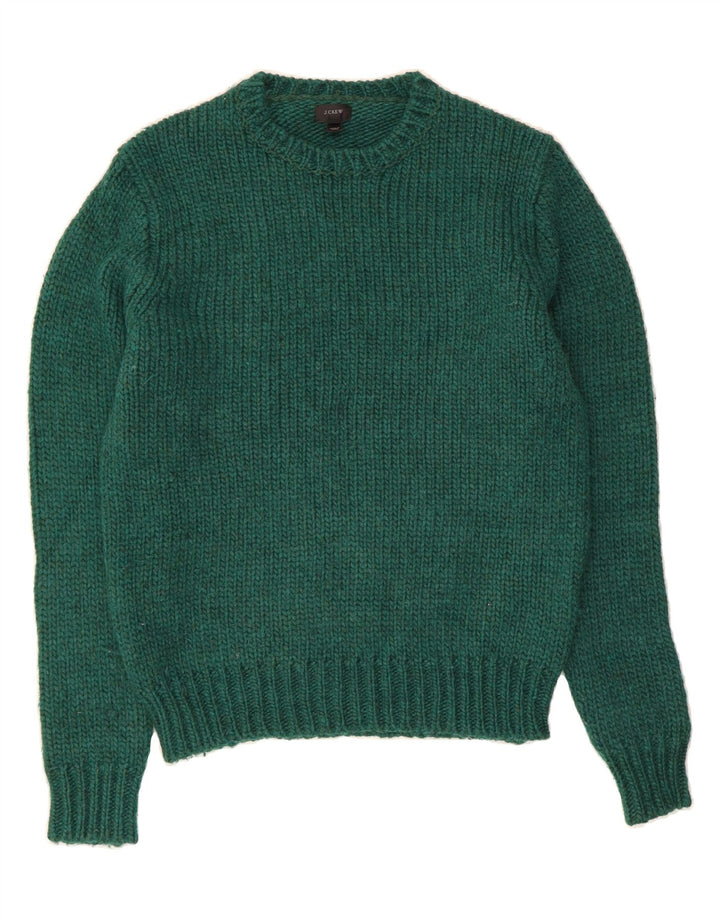 J. CREW Pulover pentru bărbați cu gât crew pulover din lână verde mediu