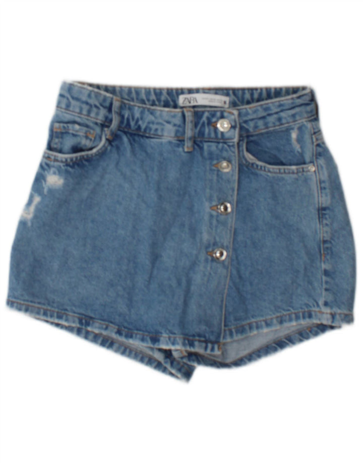 Pantaloni scurți din denim învechit pentru femei Zara XS W24 Bumbac albastru