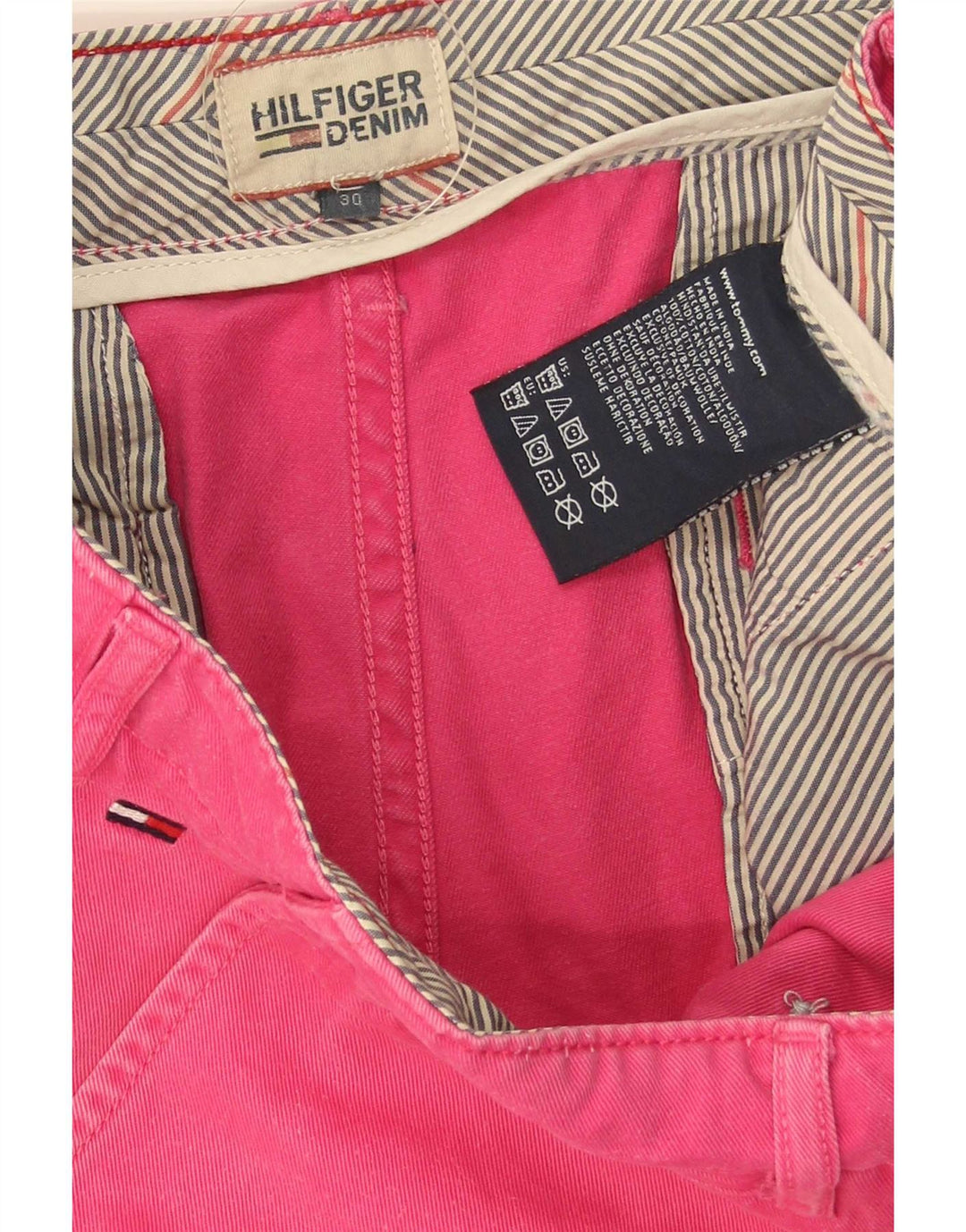 Pantaloni scurți chino Tommy Hilfiger pentru bărbați W30, bumbac roz mediu