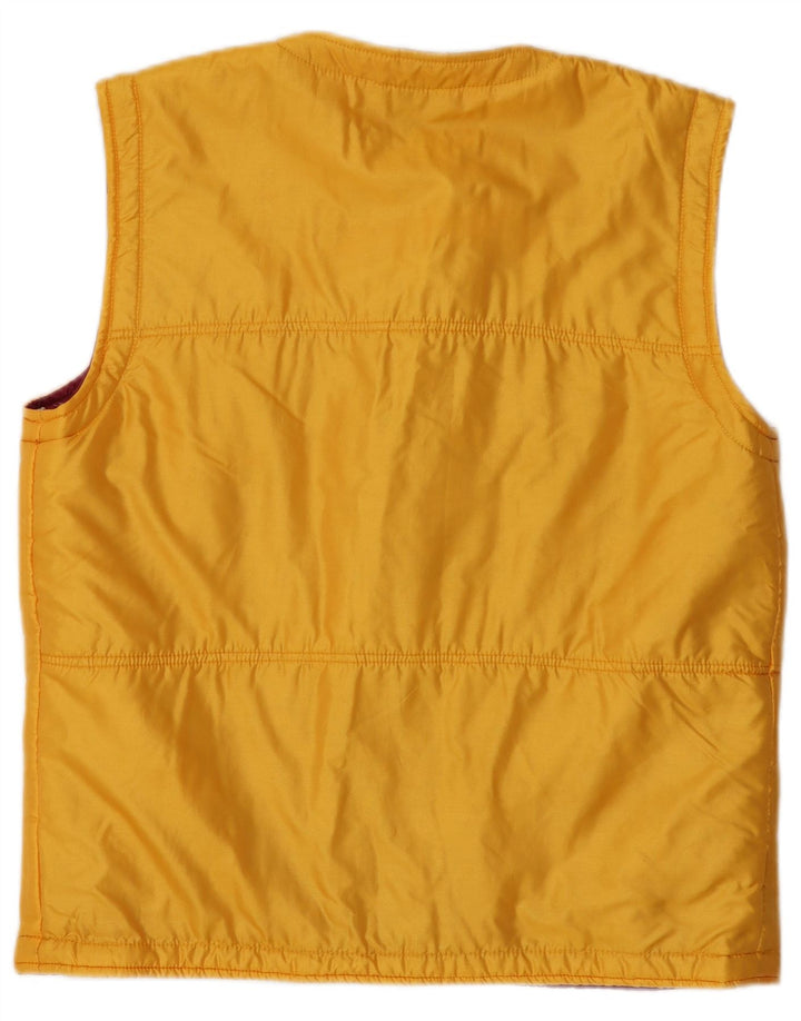 Gilet vintage pentru femei IT 46, mare, galben, floral, din poliamidă