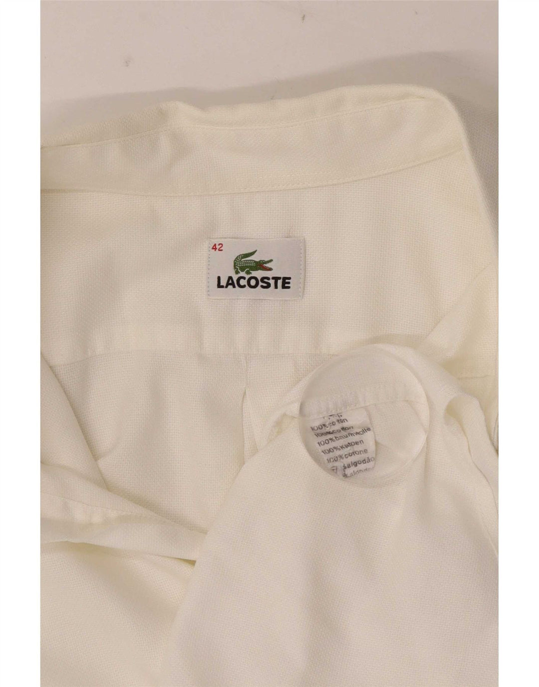 Cămașă cu mânecă scurtă pentru bărbați Lacoste Mărimea 42 Bumbac alb mare