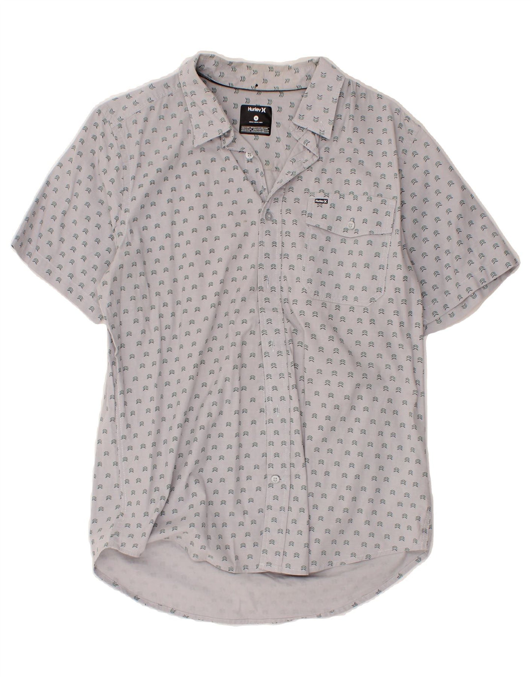 HURLEY Mens Abstract Pattern Short Sleeve Shirt Medium Grey Cotton Vintage Hurley and Second-Hand Hurley from Messina Hembry 