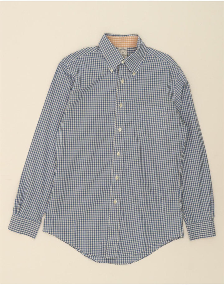 BROOKS BROTHERS Mens Shirt Small Blue Check Cotton Vintage Brooks Brothers and Second-Hand Brooks Brothers from Messina Hembry 