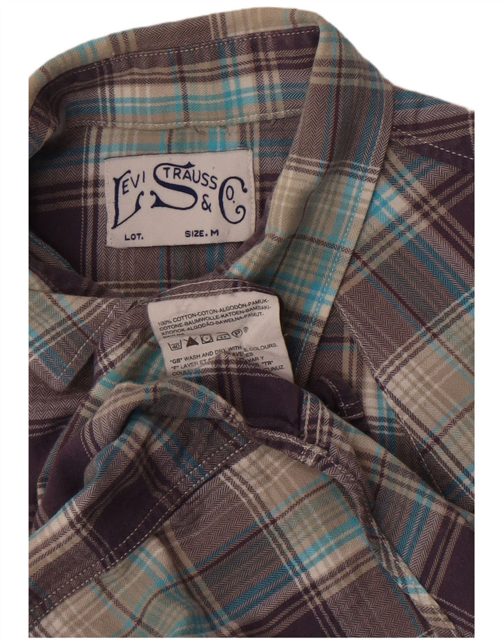 Cămașă cu mânecă scurtă Levi's pentru bărbați, bumbac cu carouri mov mediu