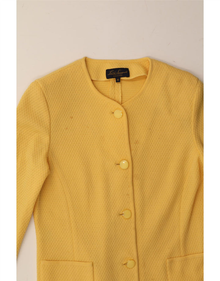 LUISA SPAGNOLI Womens Knit 4 Button Blazer Jacket UK 12 Medium Yellow Vintage Luisa Spagnoli and Second-Hand Luisa Spagnoli from Messina Hembry 