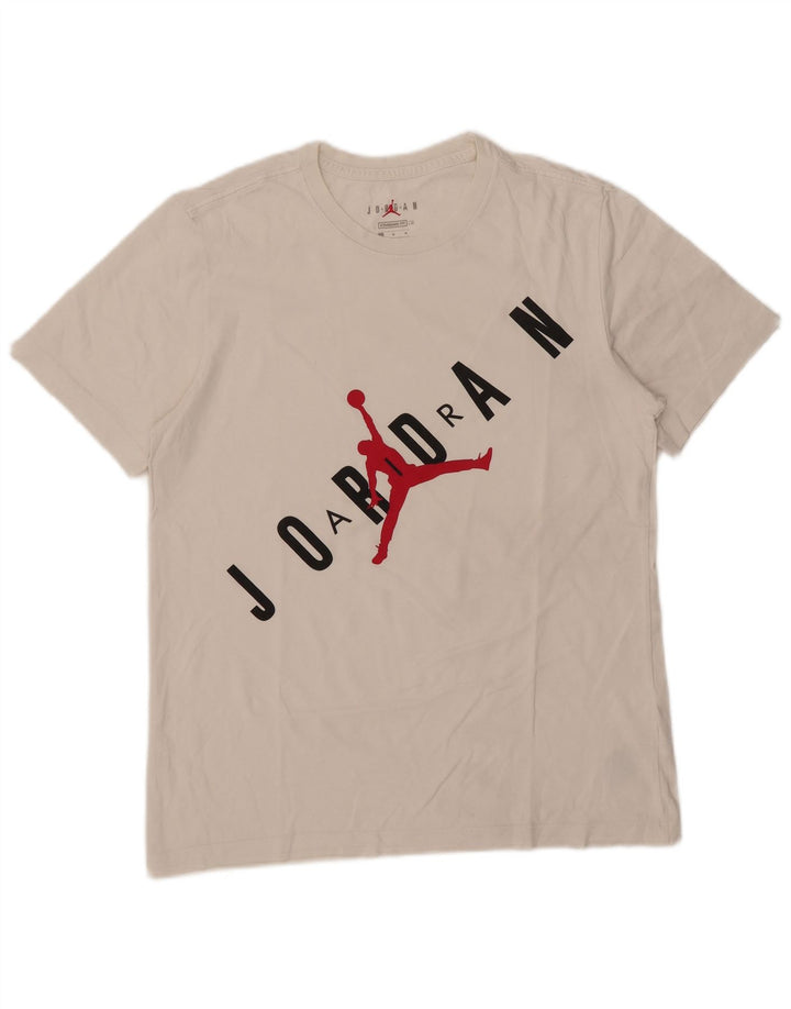 Tricou grafic Jordan pentru bărbați, cu croiala standard, top, mediu, alb, bumbac