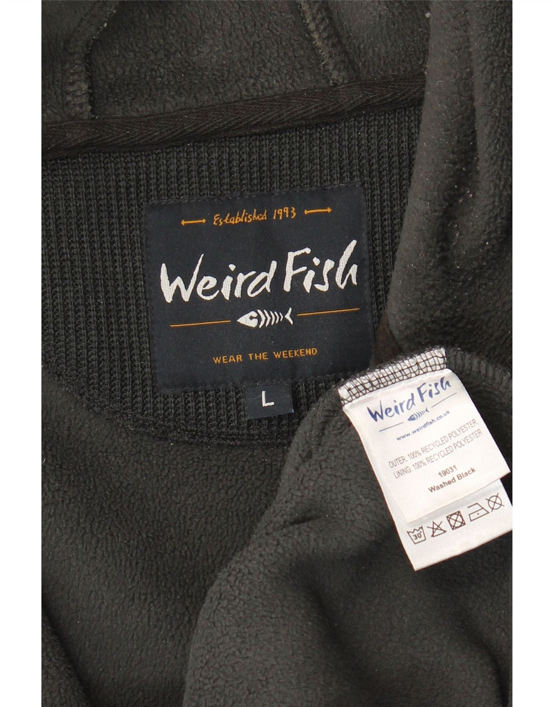 Weird Fish Hanoră cu fermoar pentru bărbați, poliester mare, gri