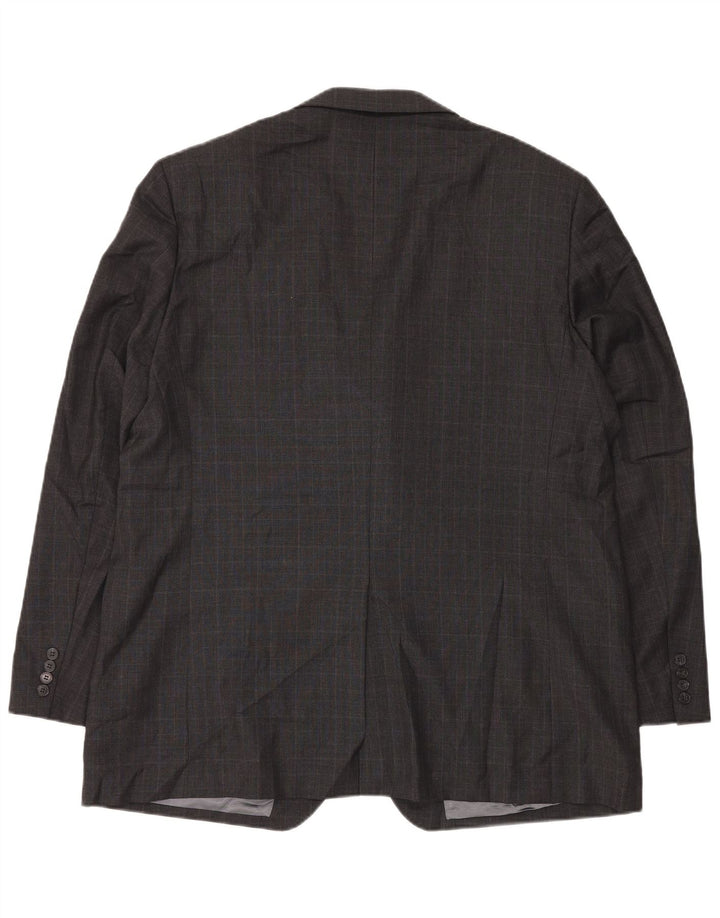 Jachetă pentru bărbați Marks & Spencer, lungă, cu 3 nasturi, UK 48 2XL, gri Check