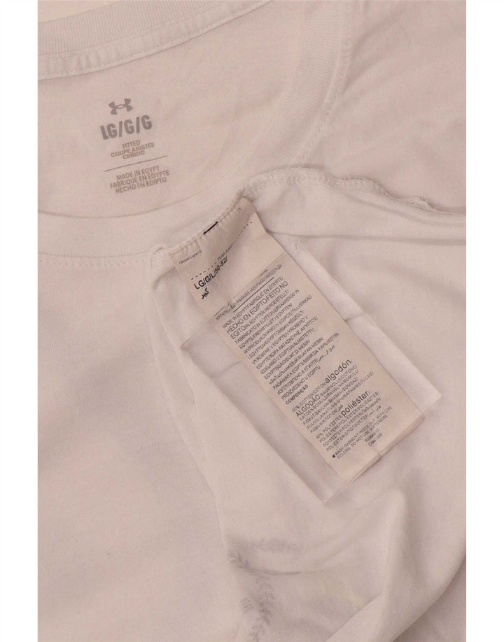 Top grafic pentru bărbați Under Armour cu mânecă lungă, mare, alb, din bumbac