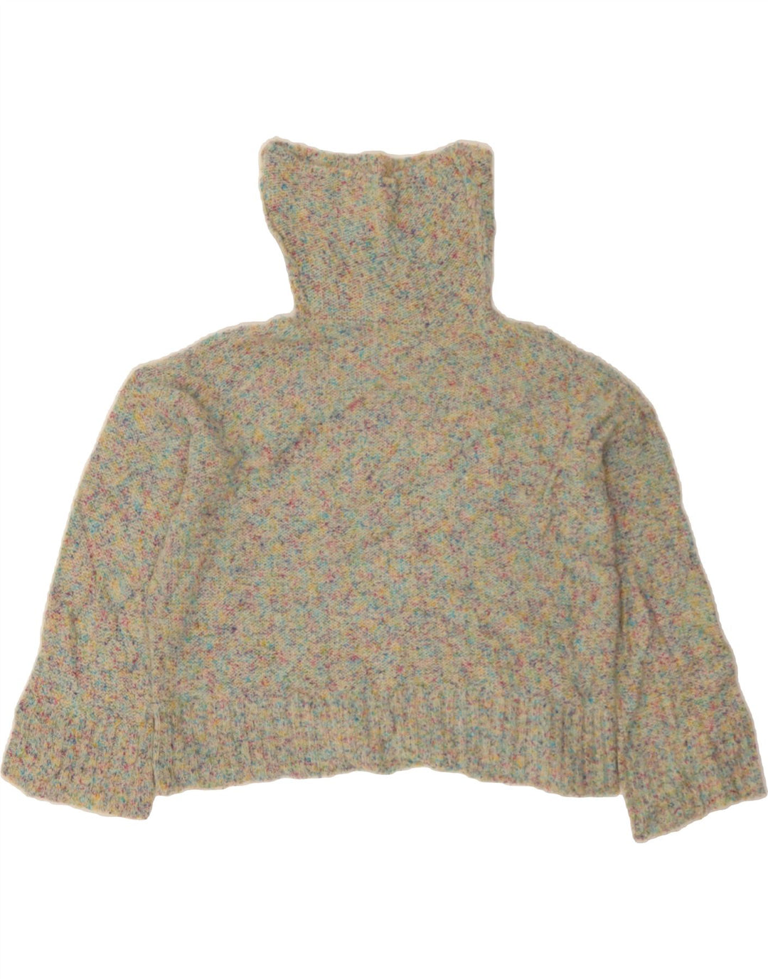 BENETTON Womens Oversized Crop Roll Neck Jumper Sweater UK 10 Small Blue Vintage Benetton and Second-Hand Benetton from Messina Hembry 