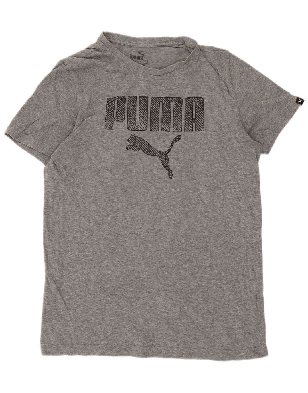 Tricou cu grafică obișnuită Puma pentru băieți Top 15-16 ani, bumbac gri