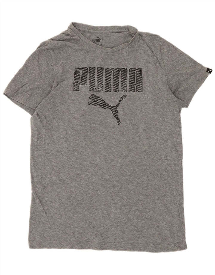 Tricou cu grafică obișnuită Puma pentru băieți Top 15-16 ani, bumbac gri
