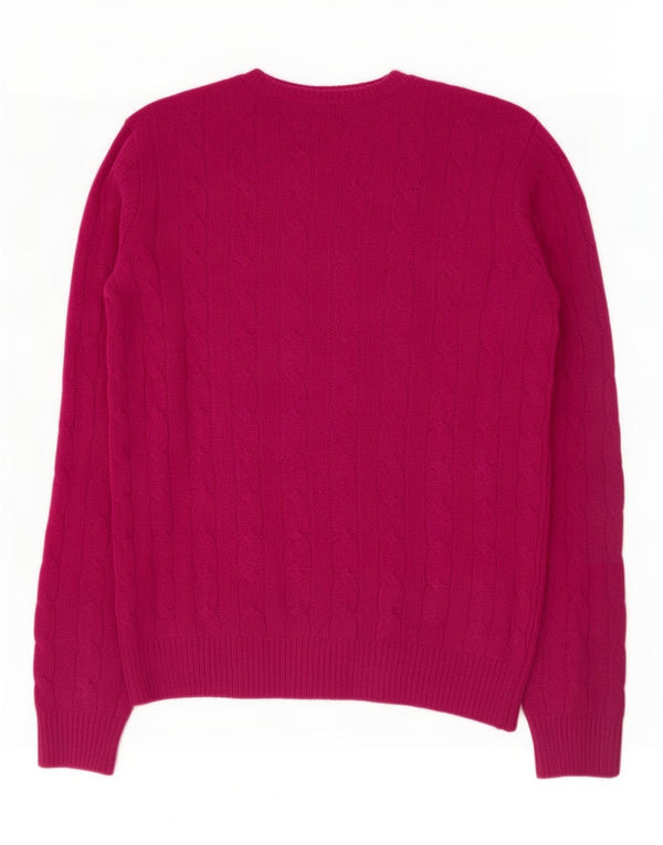 Pulover pentru femei Polo Ralph Lauren cu decolteu în V UK 10 Mic din lână merinos roz