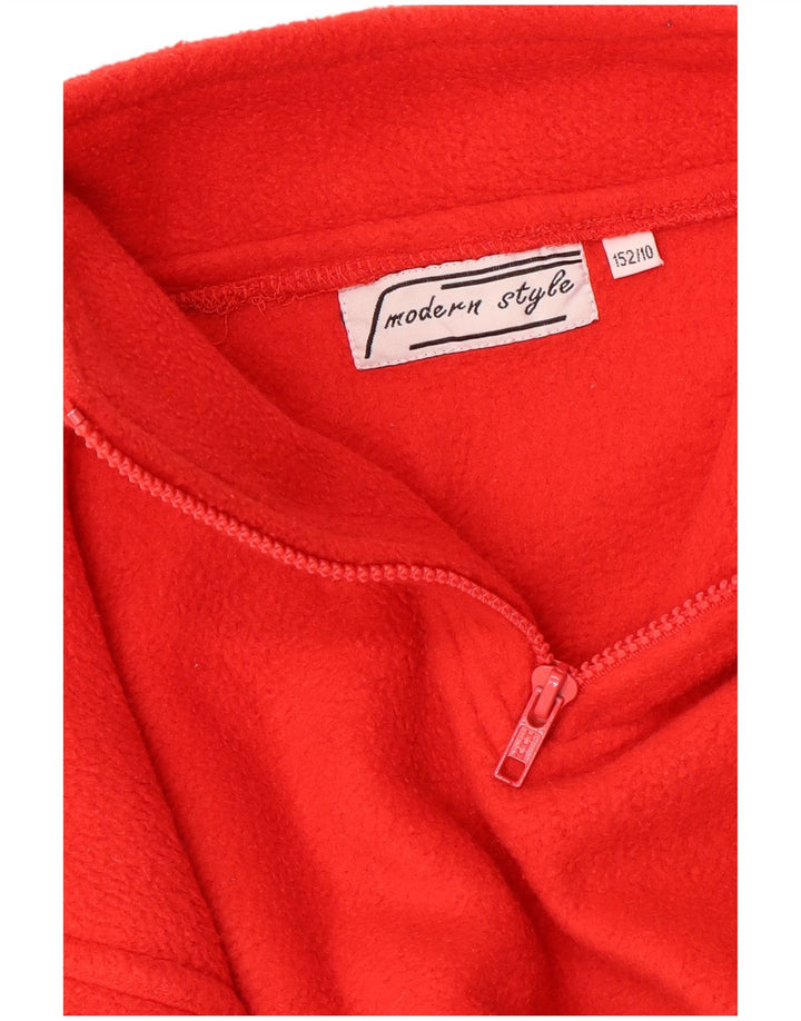 Pulover VINTAGE pentru băieți, cu fermoar și gât, 9-10 ani, roșu