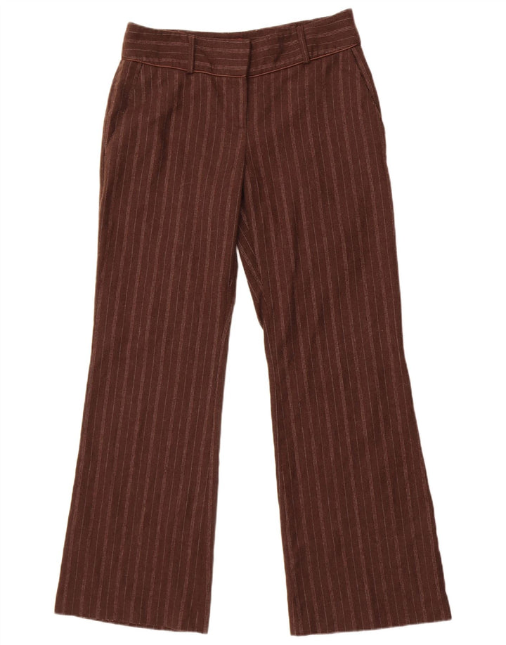 Pantaloni casual pentru femei Monsoon Bootcut UK 12 Medium W32 L31 Brown Pinstripe