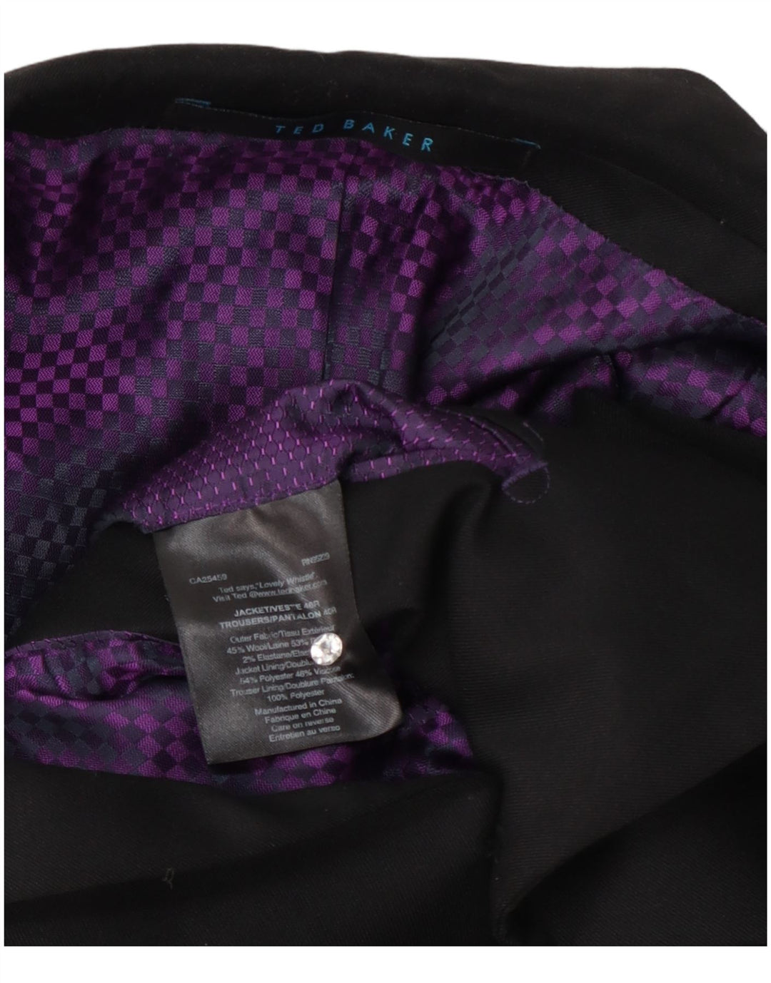 Sacou Ted Baker pentru bărbați cu 2 nasturi, UK 40, lână neagră mare