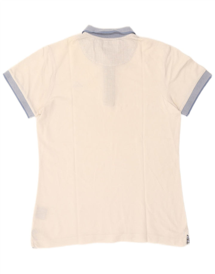 Cămașă polo pentru bărbați Kappa, alb mediu, bumbac color bloc