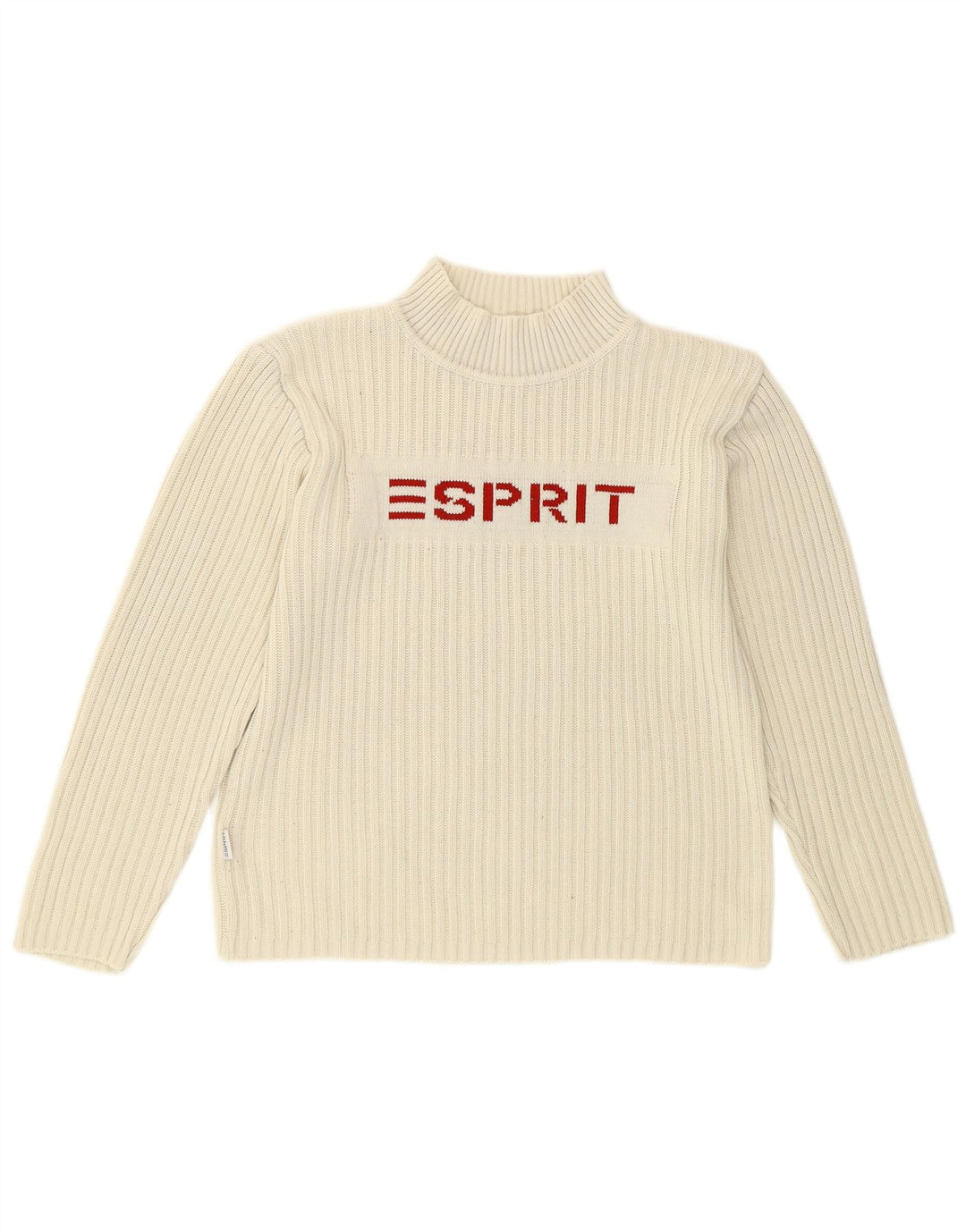 Esprit Pulover cu gât țestoasă cu grafică pentru femei UK 14 Bumbac alb mediu