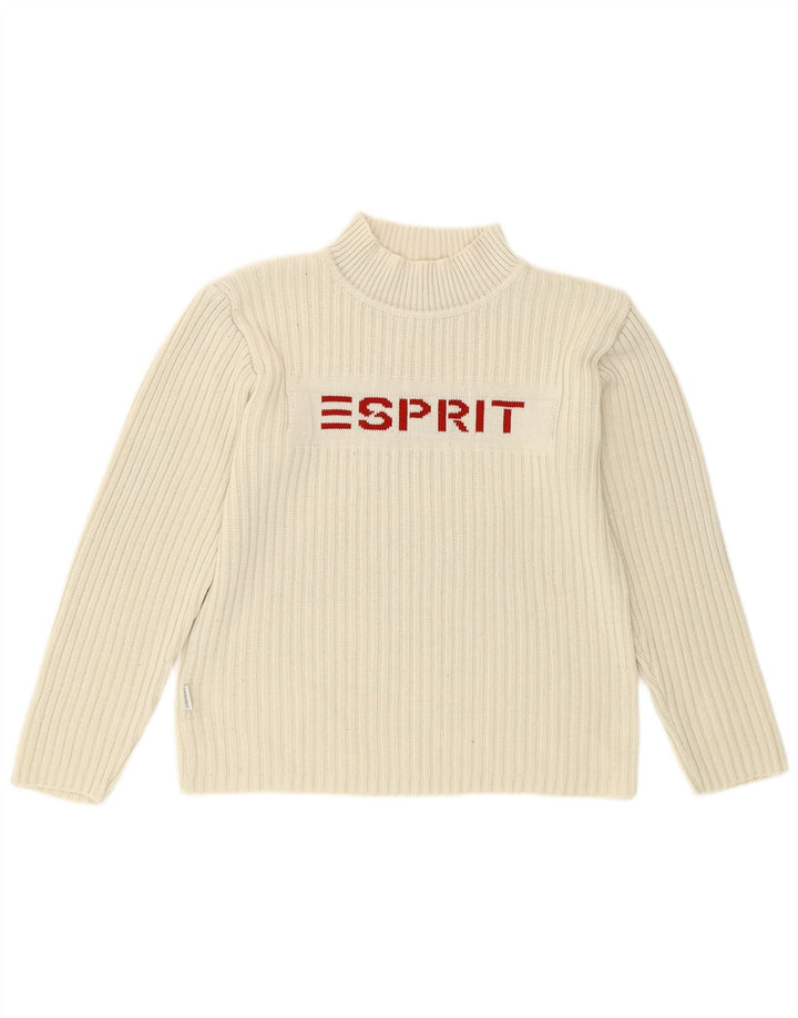 Esprit Pulover cu gât țestoasă cu grafică pentru femei UK 14 Bumbac alb mediu