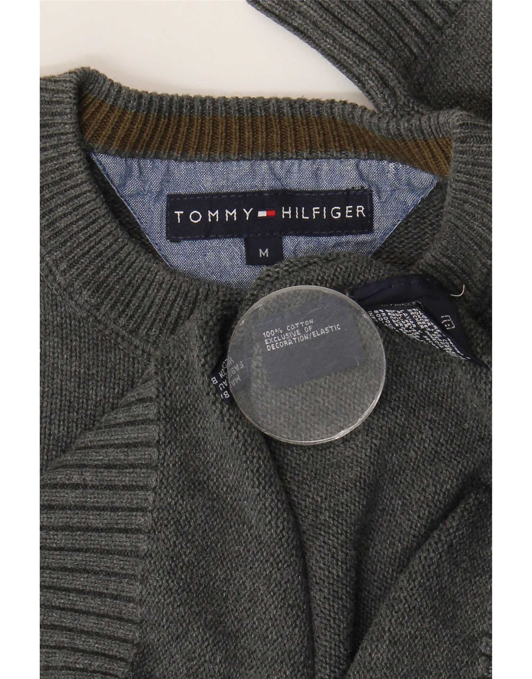 Pulover Tommy Hilfiger pentru bărbați, cu gât crew, bumbac, gri mediu