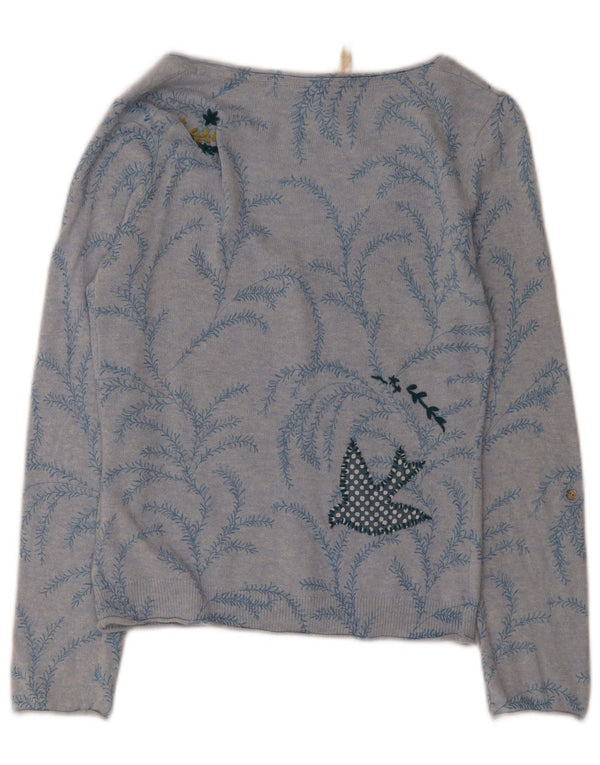 White Stuff Pulover Cardigan cu model abstract pentru femei UK 10 Small Blue