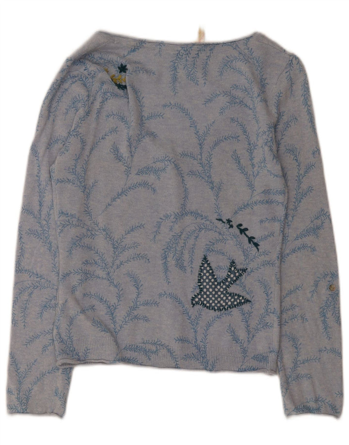 White Stuff Pulover Cardigan cu model abstract pentru femei UK 10 Small Blue
