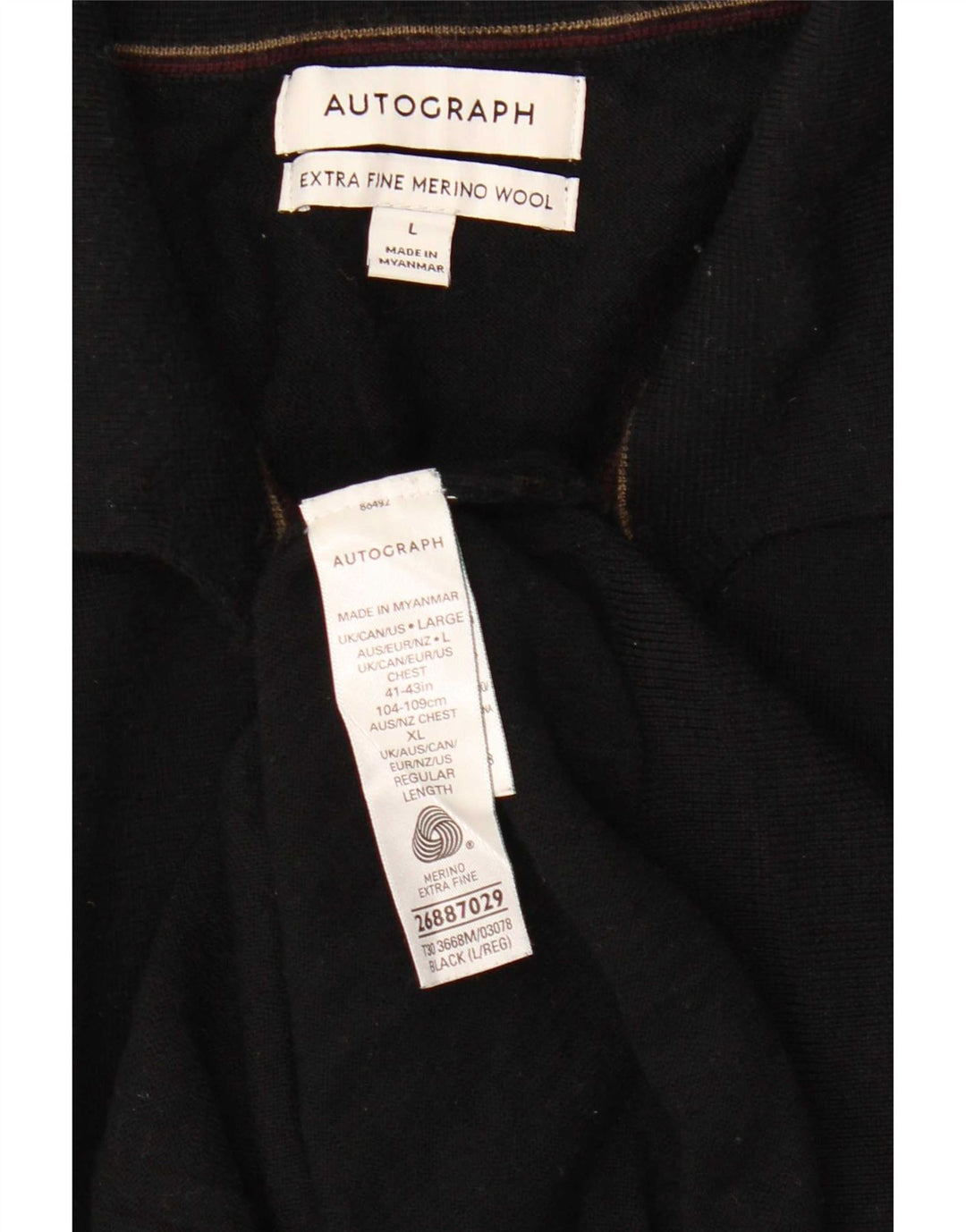 Pulover pentru bărbați Marks & Spencer, cu autograf, cu gât polo, mare, negru