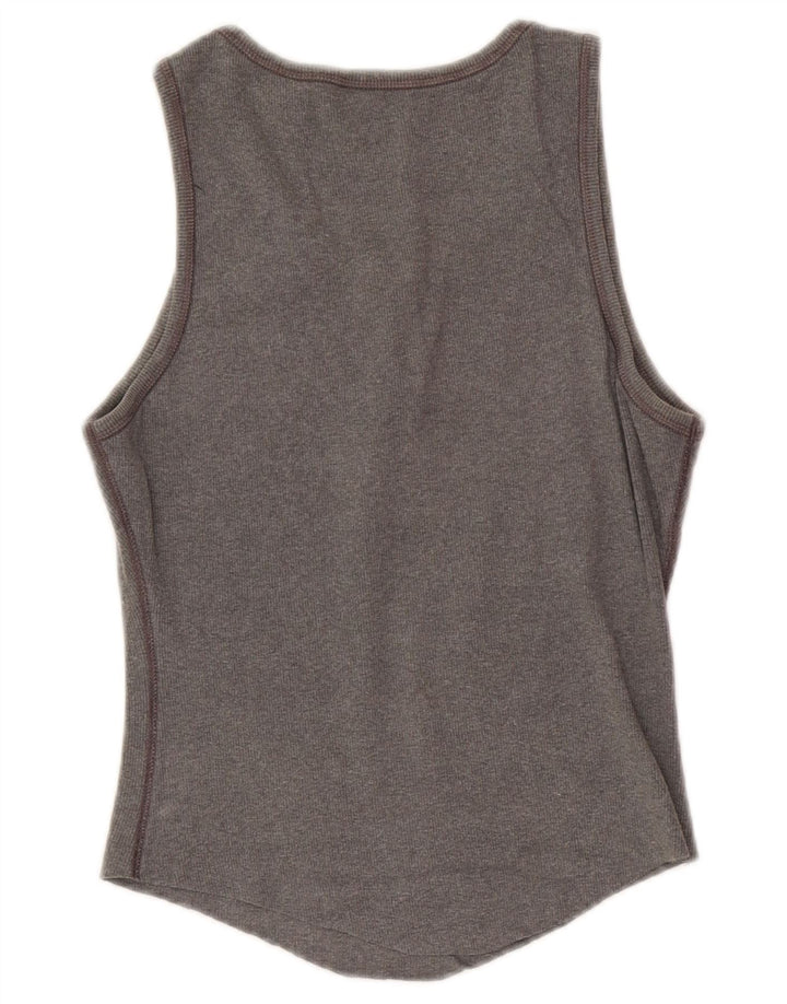 Gap Womens Crop Vest Top UK 14 Large Gri Bumbac