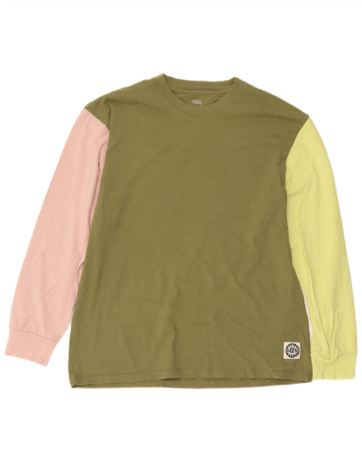 Top relaxat pentru bărbați Levi's cu mânecă lungă, verde mediu, bumbac color bloc