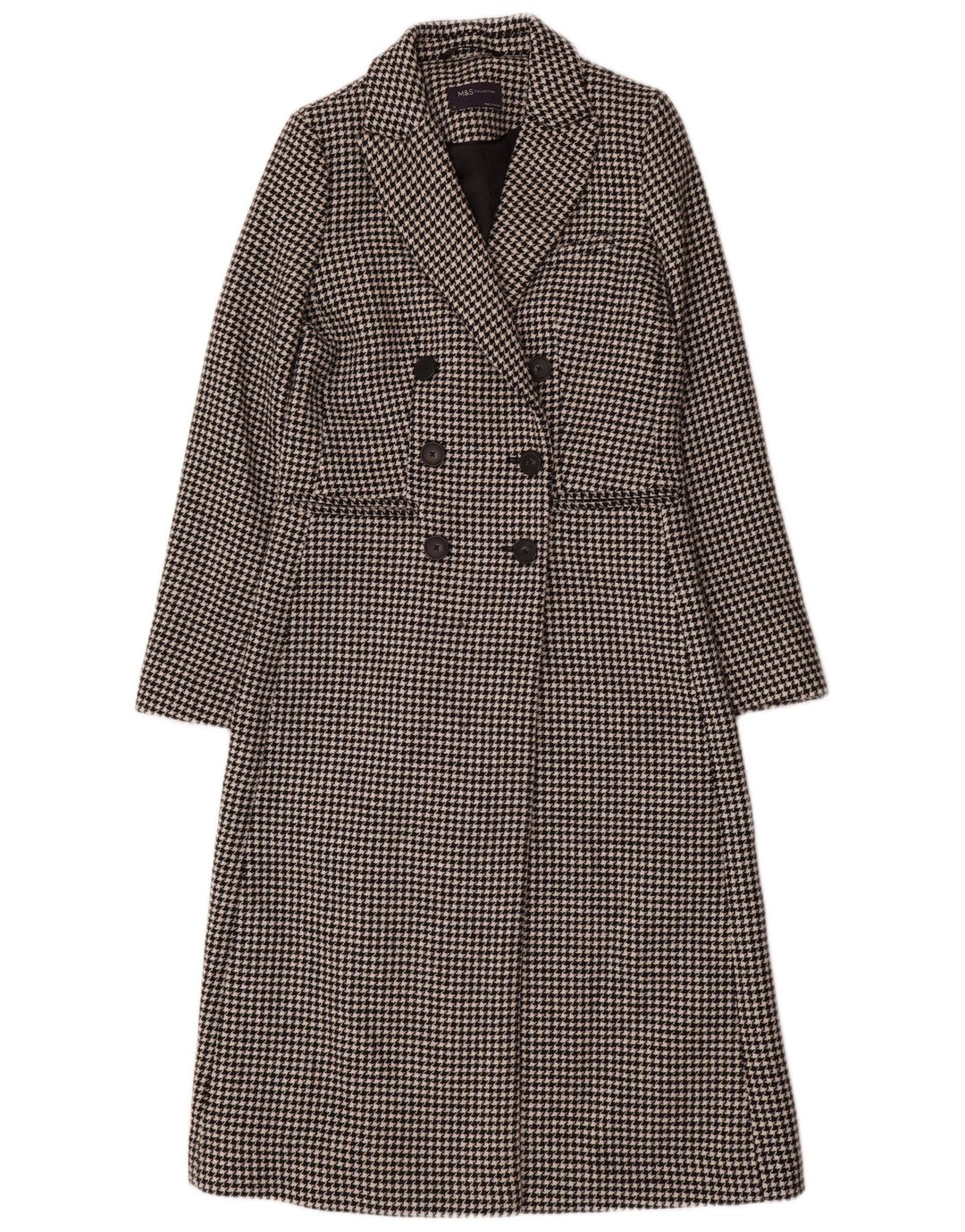 Palton dublu pentru femei Marks & Spencer UK 8 mic negru Houndstooth
