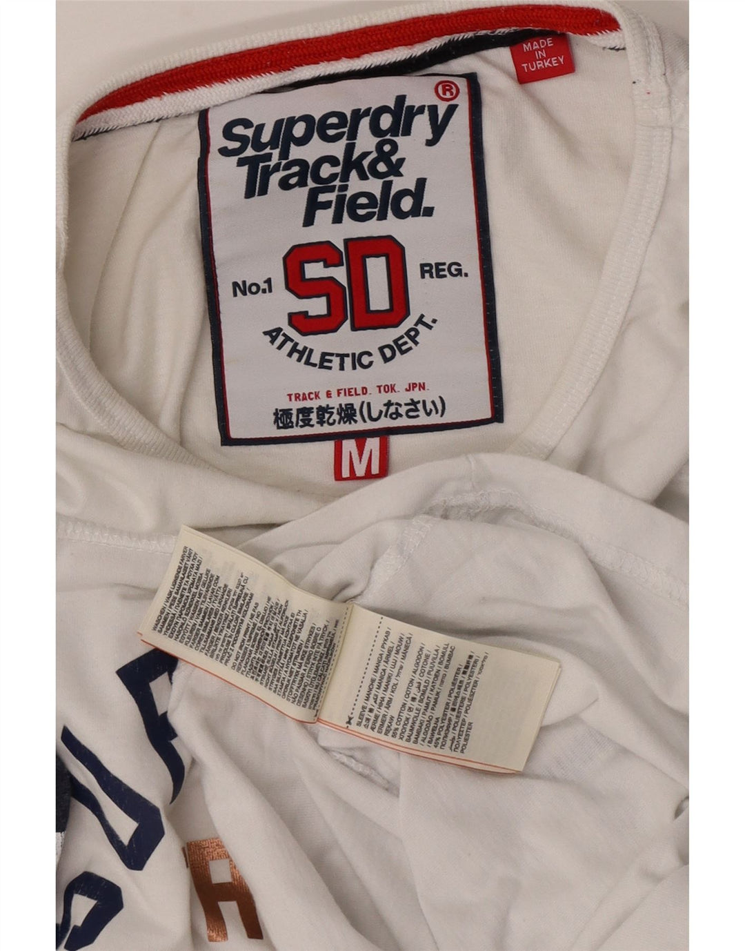 Top grafic pentru femei Superdry cu mâneci 3/4 UK 12 Medium White Colorblock