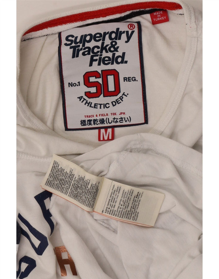 Top grafic pentru femei Superdry cu mâneci 3/4 UK 12 Medium White Colorblock