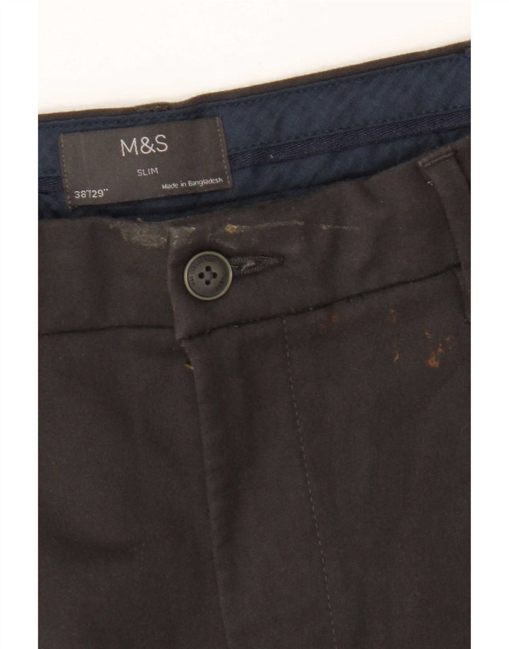 Pantaloni chino slim pentru bărbați Marks & Spencer L38 L29 bumbac gri