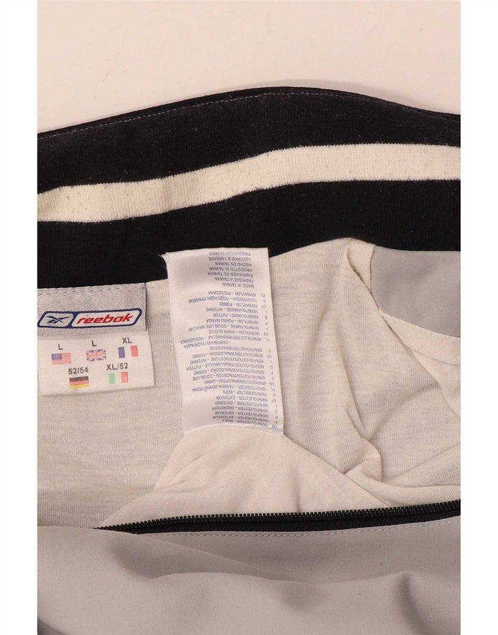 Jachetă de top pentru trening grafic Reebok pentru bărbați, mare, gri, poliester color bloc