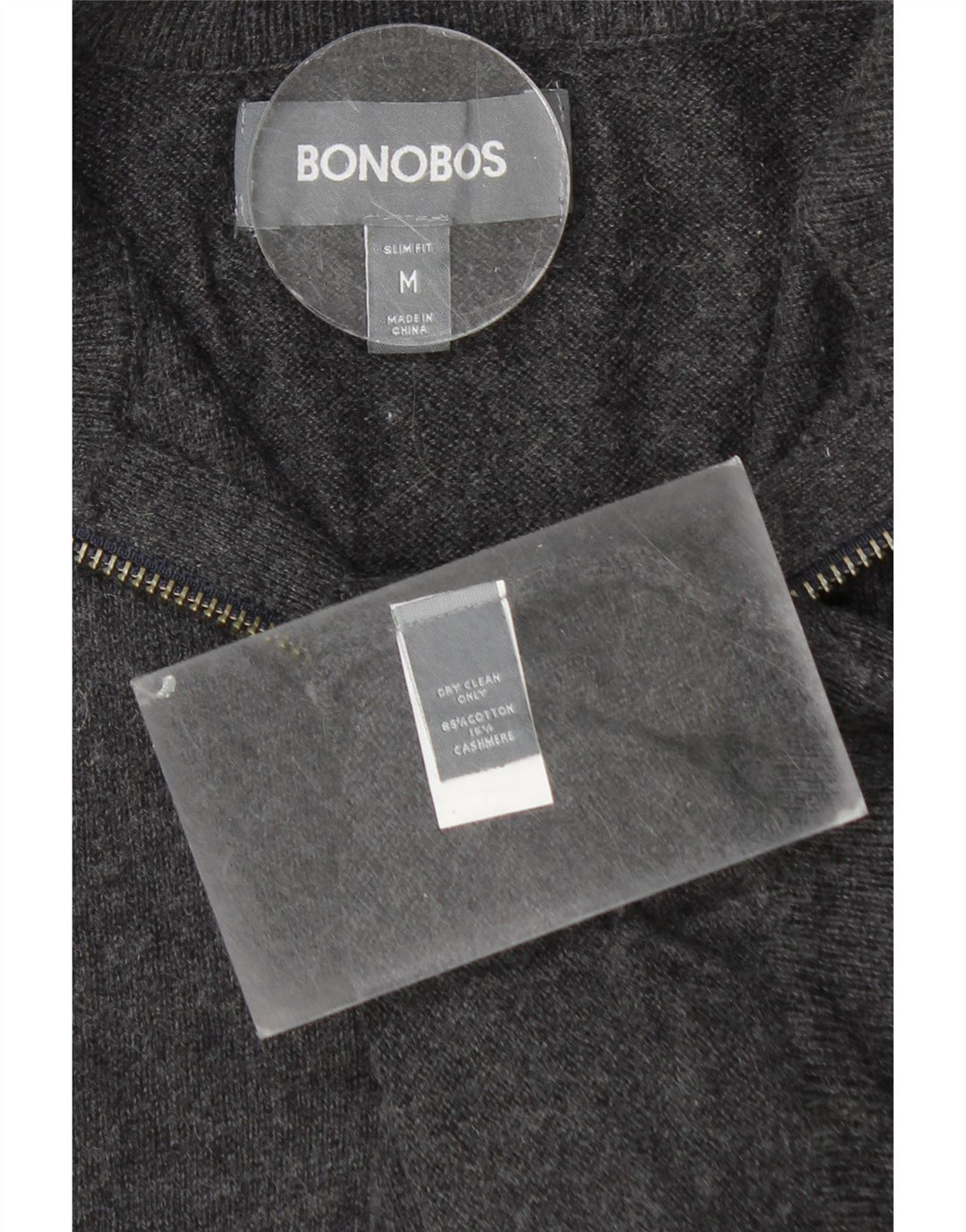 BONOBOS Pulover pentru bărbați, cu fermoar, cu gât, bumbac, gri mediu